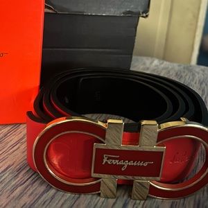 Ferragamo belt red and black reversible men’s belt